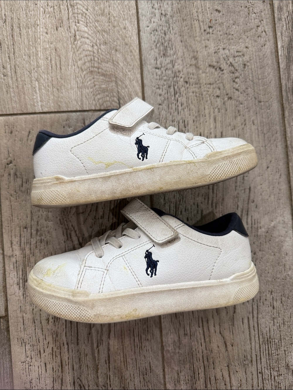 Ralph Lauren Kids White and Navy Polo Velcro Sneakers size 11